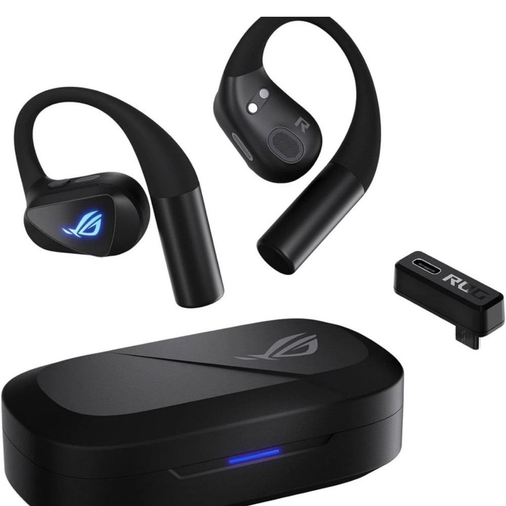 ASUS ROG True Wireless Gaming Earbuds in Black with Blue LED